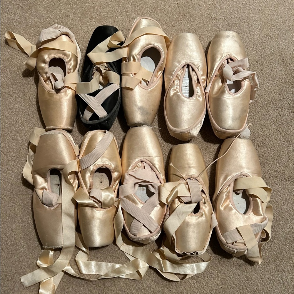 Bundle of used pointe shoes for crafts